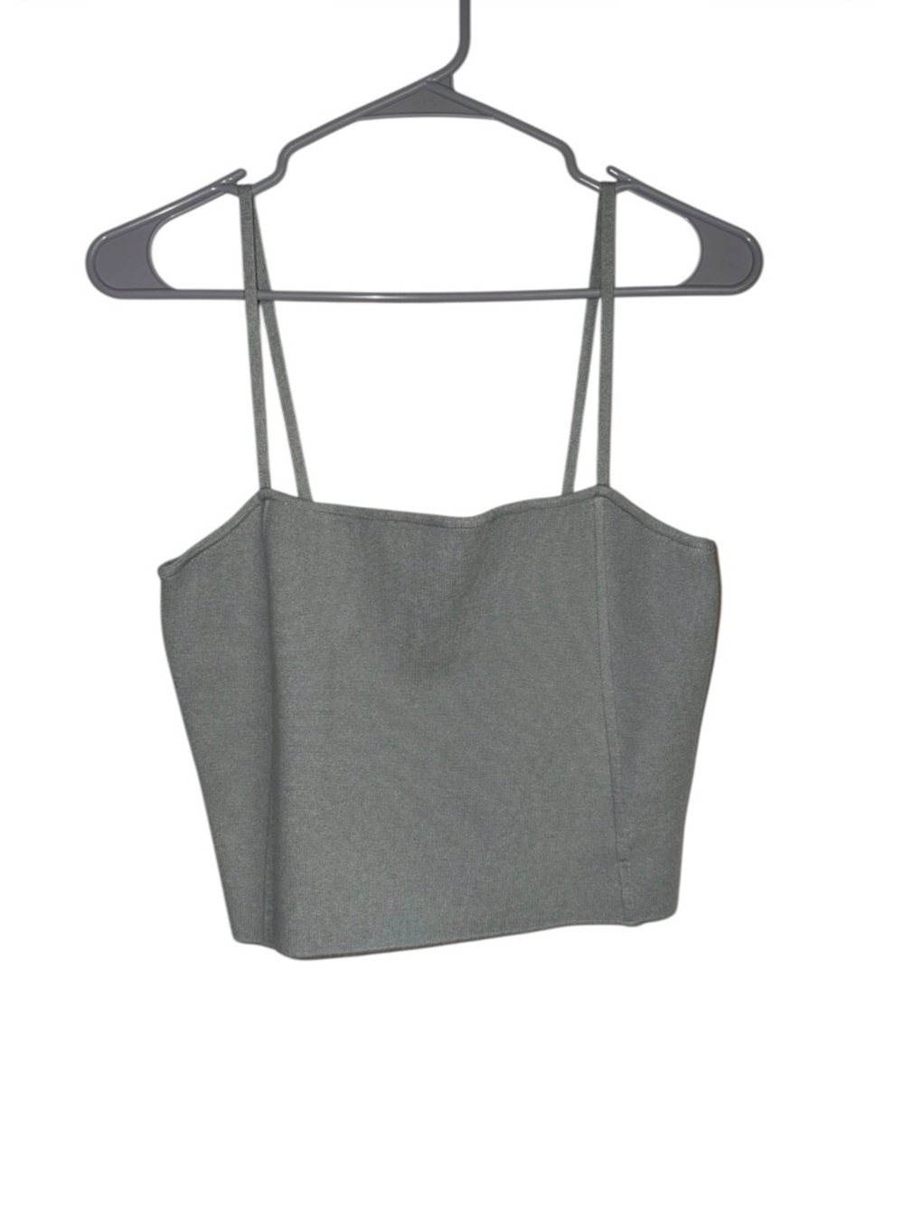Gray Square Neck Cropped Cami Top